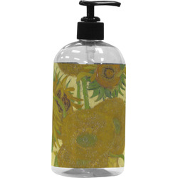 Sunflowers (Van Gogh 1888) Plastic Soap / Lotion Dispenser (16 oz - Large - Black)