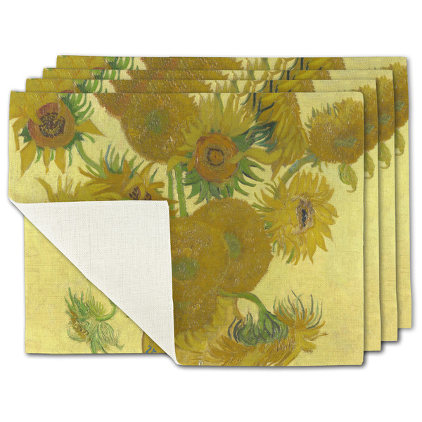 Custom Sunflowers (Van Gogh 1888) Single-Sided Linen Placemat - Set of 4