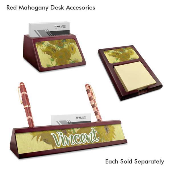 Sunflowers (Van Gogh 1888) Mahogany Desk Accessories