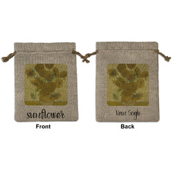 Sunflowers (Van Gogh 1888) Medium Burlap Gift Bag - Front & Back