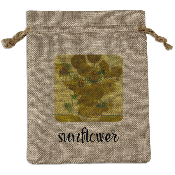 Custom Sunflowers (Van Gogh 1888) Medium Burlap Gift Bag - Front