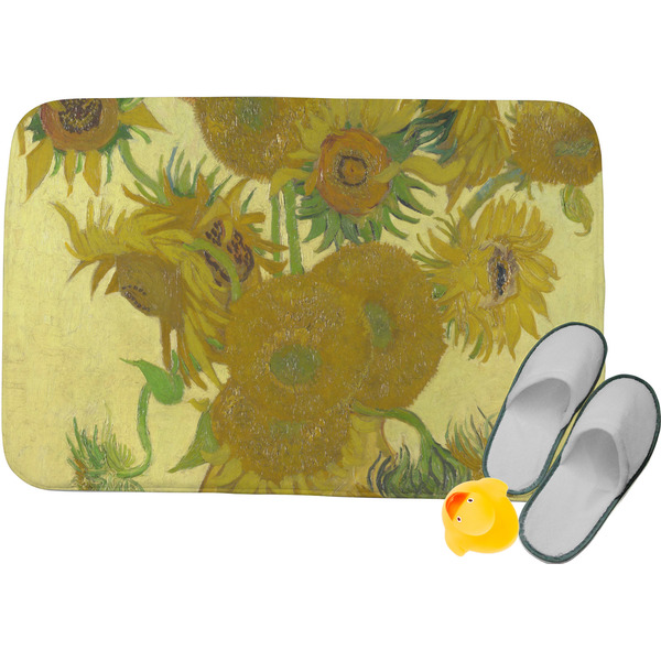 Custom Sunflowers (Van Gogh 1888) Memory Foam Bath Mat - 24"x17"