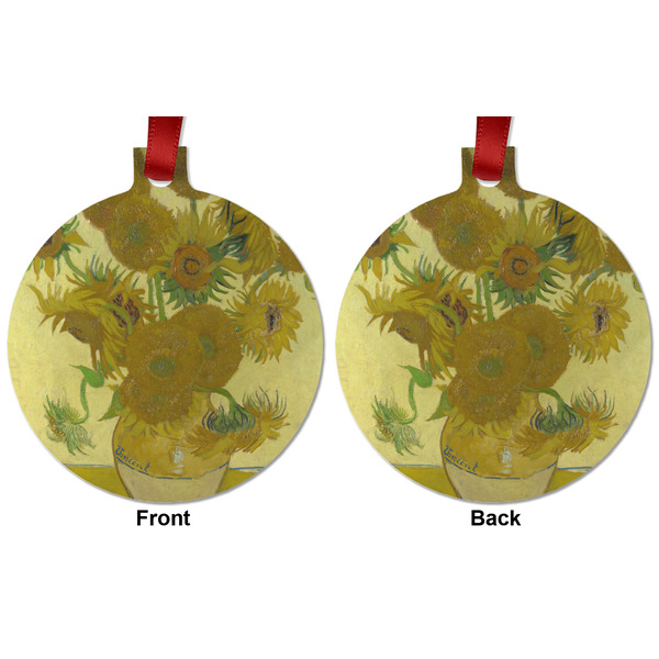 Sunflowers (Van Gogh 1888) Metal Ball Ornament - Front and Back