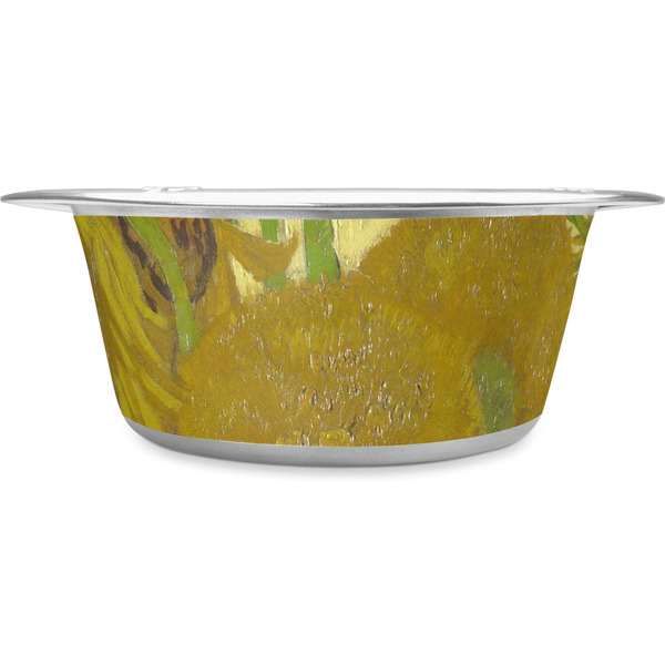 Custom Sunflowers (Van Gogh 1888) Stainless Steel Dog Bowl - Medium
