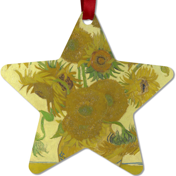 Custom Sunflowers (Van Gogh 1888) Metal Star Ornament - Double Sided