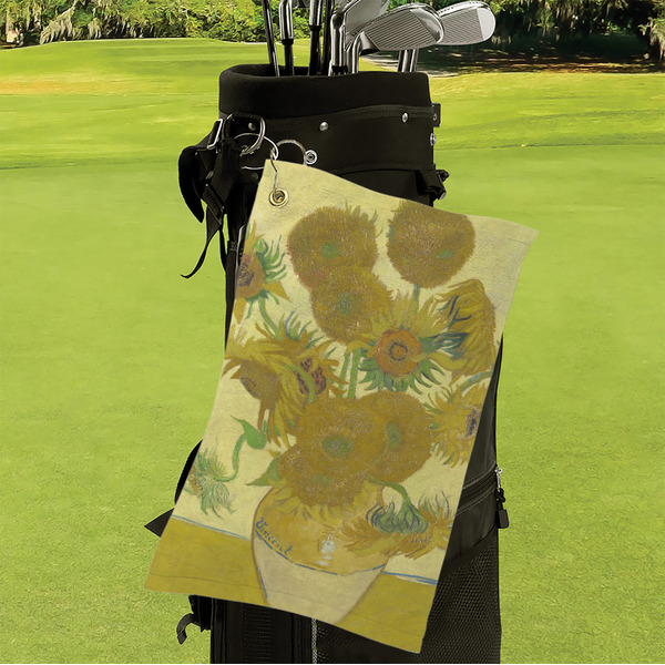 Sunflowers (Van Gogh 1888) Microfiber Golf Towels - Small - LIFESTYLE