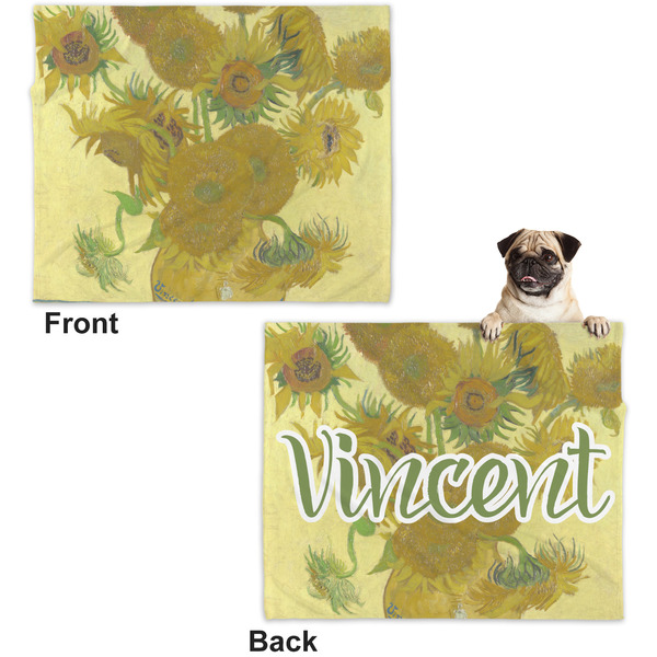 Sunflowers (Van Gogh 1888) Microfleece Dog Blanket - Large- Front & Back