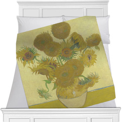 Sunflowers (Van Gogh 1888) Minky Blanket - Twin / Full - 80"x60" - Single Sided
