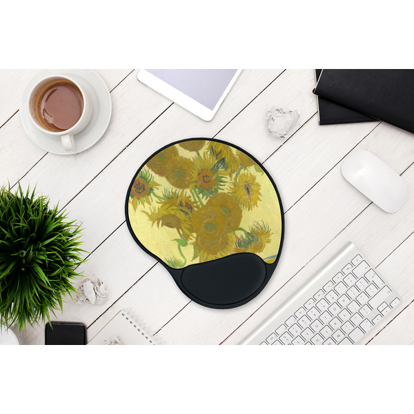 Sunflowers (Van Gogh 1888) Mouse Pad with Wrist Rest - LIFESYTLE 1