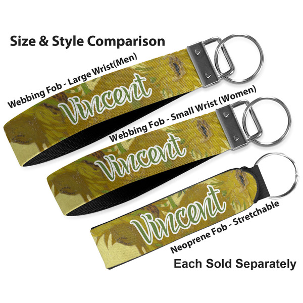 Sunflowers (Van Gogh 1888) Multiple Key Ring comparison sizes