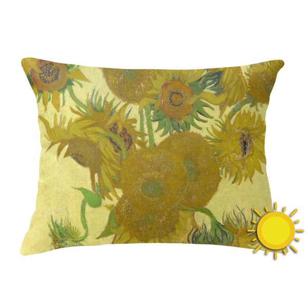 Custom Sunflowers (Van Gogh 1888) Outdoor Throw Pillow (Rectangular)