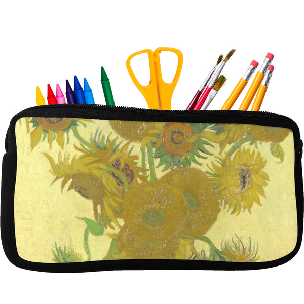 Custom Sunflowers (Van Gogh 1888) Neoprene Pencil Case - Small