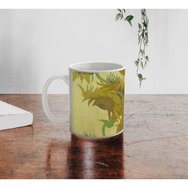 Sunflowers (Van Gogh 1888) Personalized Coffee Mug - Lifestyle