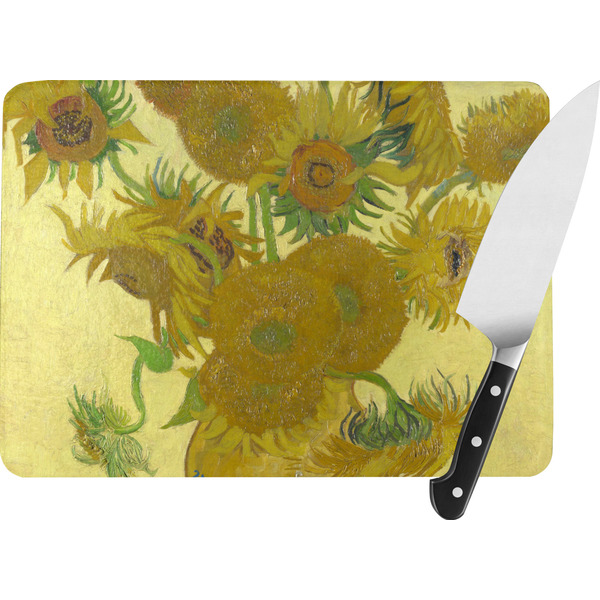 Custom Sunflowers (Van Gogh 1888) Rectangular Glass Cutting Board