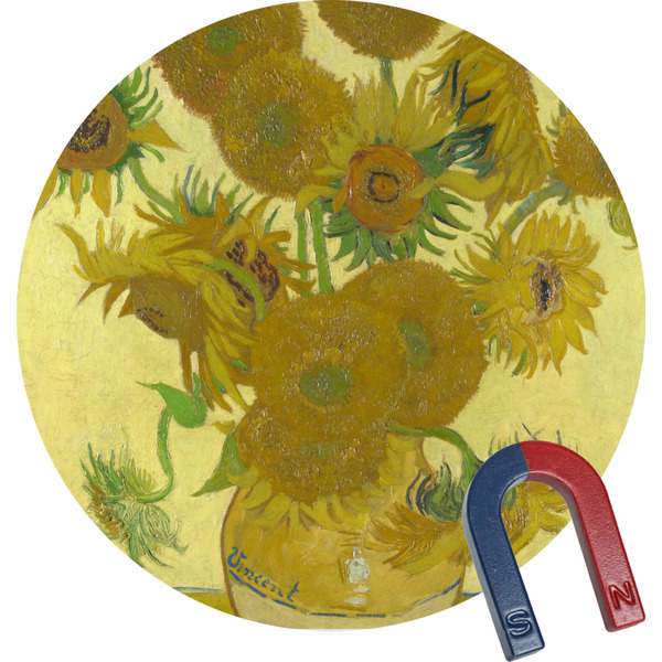 Custom Sunflowers (Van Gogh 1888) Round Fridge Magnet