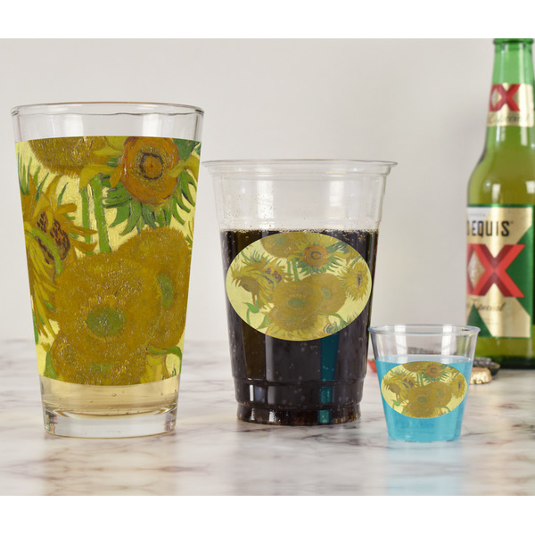 Sunflowers (Van Gogh 1888) Pint Glass - Full Fill w Transparency - In Context
