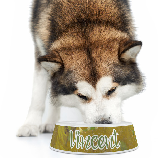 Sunflowers (Van Gogh 1888) Plastic Pet Bowls - Large - Lifestyle