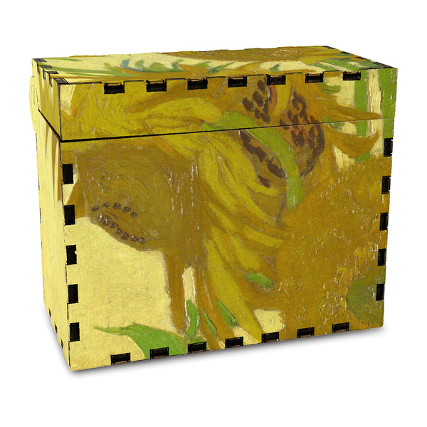 Custom Sunflowers (Van Gogh 1888) Wood Recipe Box - Full Color Print
