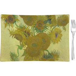 Sunflowers (Van Gogh 1888) Rectangular Glass Appetizer / Dessert Plate - Single or Set