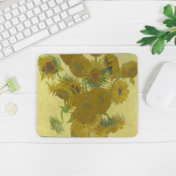 Sunflowers (Van Gogh 1888) Rectangular Mouse Pad - LIFESTYLE 2