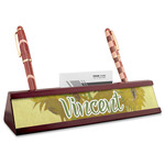 Sunflowers (Van Gogh 1888) Red Mahogany Nameplate with Business Card Holder