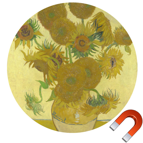 Custom Sunflowers (Van Gogh 1888) Round Car Magnet - 10"