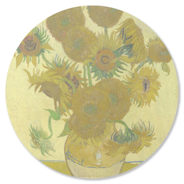 Custom Sunflowers (Van Gogh 1888) Round Rubber Backed Coaster