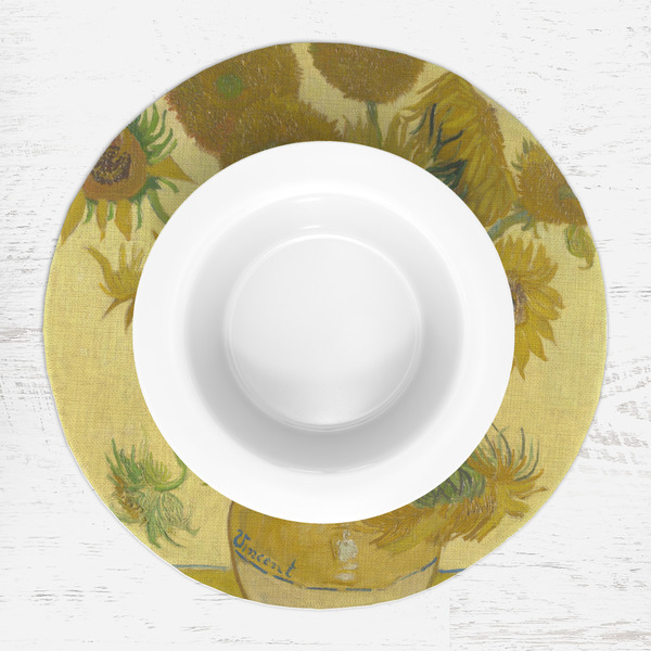 Sunflowers (Van Gogh 1888) Round Linen Placemats - LIFESTYLE (single)