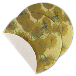 Sunflowers (Van Gogh 1888) Round Linen Placemat - Single Sided - Set of 4