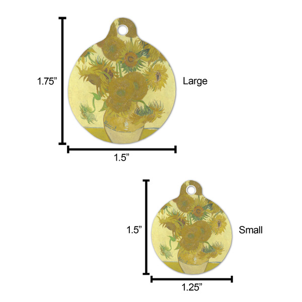 Sunflowers (Van Gogh 1888) Round Pet ID Tag - Comparison Scale