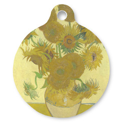Sunflowers (Van Gogh 1888) Round Pet ID Tag - Large