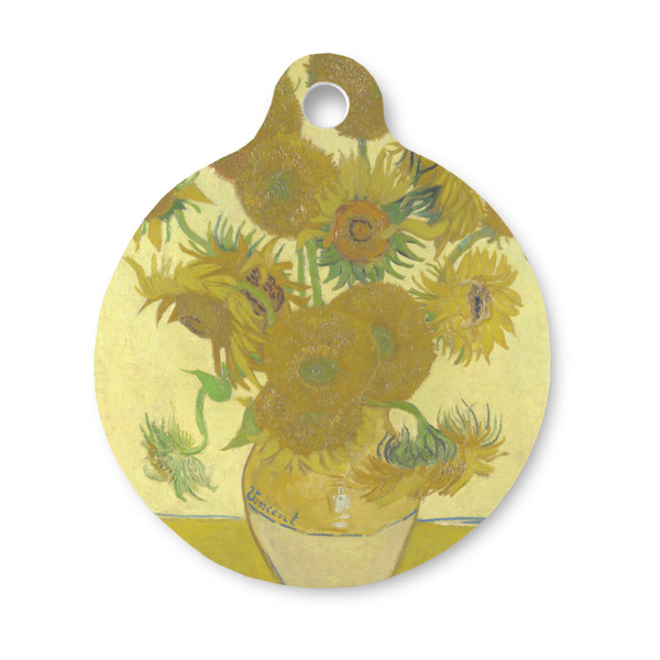 Custom Sunflowers (Van Gogh 1888) Round Pet ID Tag - Small