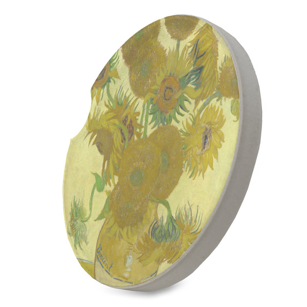 Sunflowers (Van Gogh 1888) Sandstone Car Coaster - Standing Angle