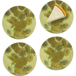 Sunflowers (Van Gogh 1888) Set of 4 Glass Appetizer / Dessert Plate 8"