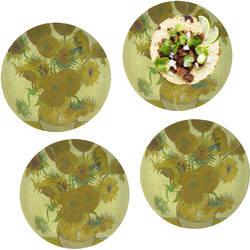 Sunflowers (Van Gogh 1888) Set of 4 Glass Lunch / Dinner Plate 10"