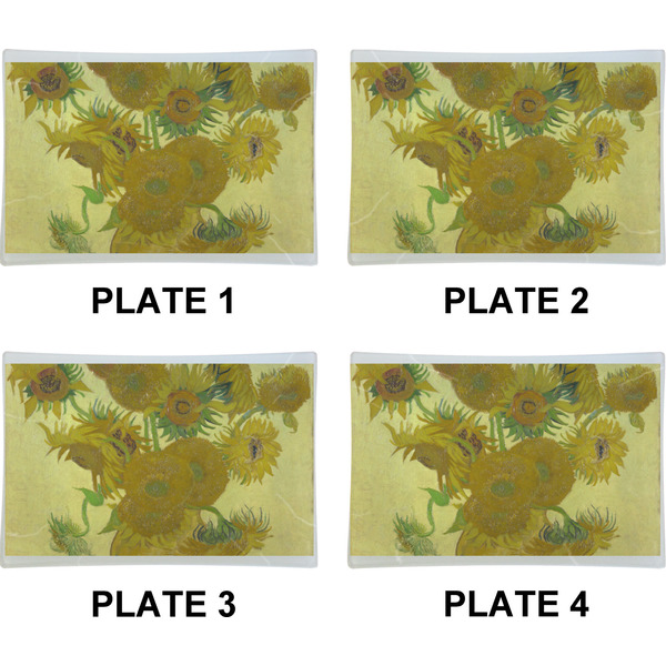 Sunflowers (Van Gogh 1888) Set of Rectangular Appetizer / Dessert Plates (Approval)