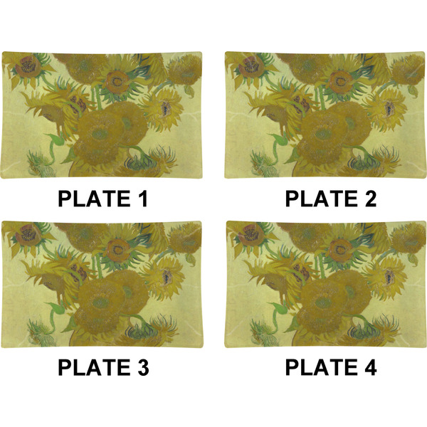 Sunflowers (Van Gogh 1888) Set of Rectangular Dinner Plates (Approval)