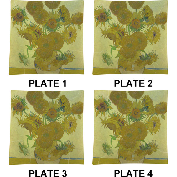 Sunflowers (Van Gogh 1888) Set of Square Dinner Plates (Approval)