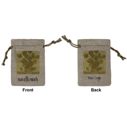 Sunflowers (Van Gogh 1888) Small Burlap Gift Bag - Front & Back