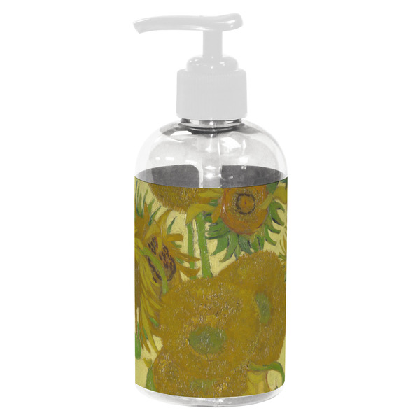 Custom Sunflowers (Van Gogh 1888) Plastic Soap / Lotion Dispenser (8 oz - Small - White)