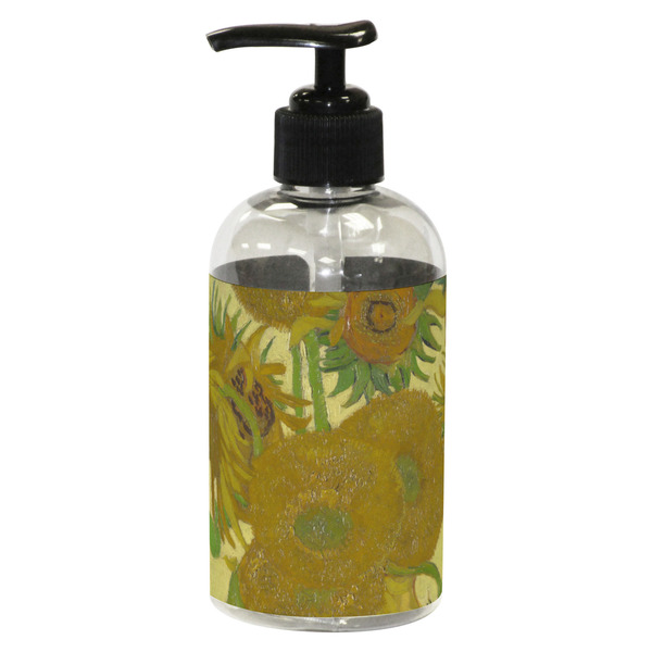 Custom Sunflowers (Van Gogh 1888) Plastic Soap / Lotion Dispenser (8 oz - Small - Black)