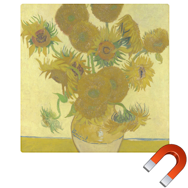Custom Sunflowers (Van Gogh 1888) Square Car Magnet - 6"