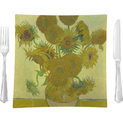 Sunflowers (Van Gogh 1888) 9.5" Glass Square Lunch / Dinner Plate - Single or Set of 4