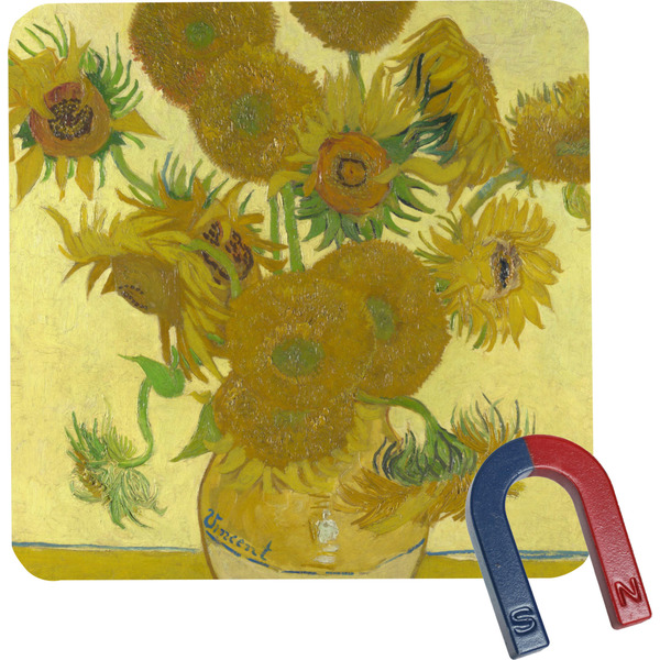Custom Sunflowers (Van Gogh 1888) Square Fridge Magnet