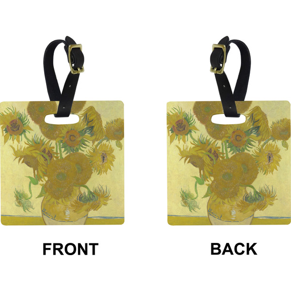 Sunflowers (Van Gogh 1888) Square Luggage Tag (Front + Back)