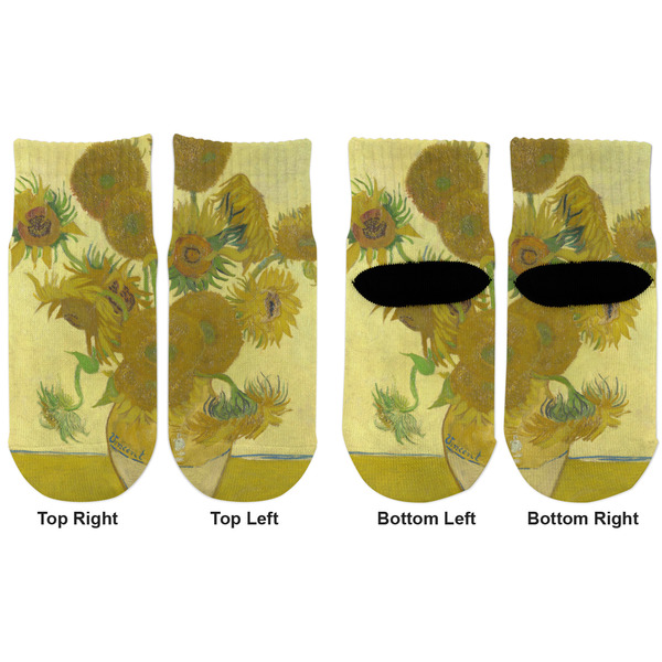 Sunflowers (Van Gogh 1888) Toddler Ankle Socks - Double Pair - Front and Back - Apvl