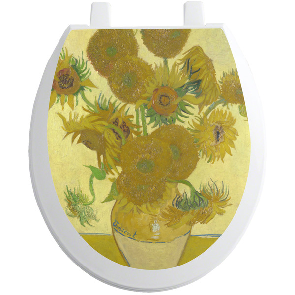 Custom Sunflowers (Van Gogh 1888) Toilet Seat Decal - Round