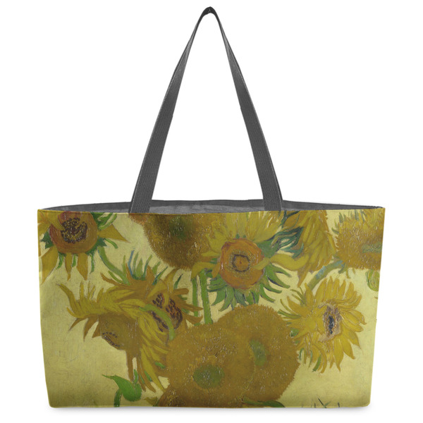 Custom Sunflowers (Van Gogh 1888) Beach Totes Bag - w/ Black Handles