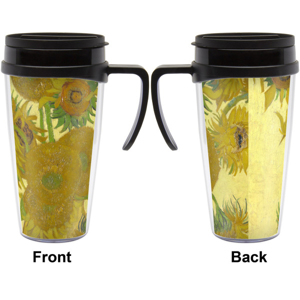 Sunflowers (Van Gogh 1888) Travel Mug with Black Handle - Approval