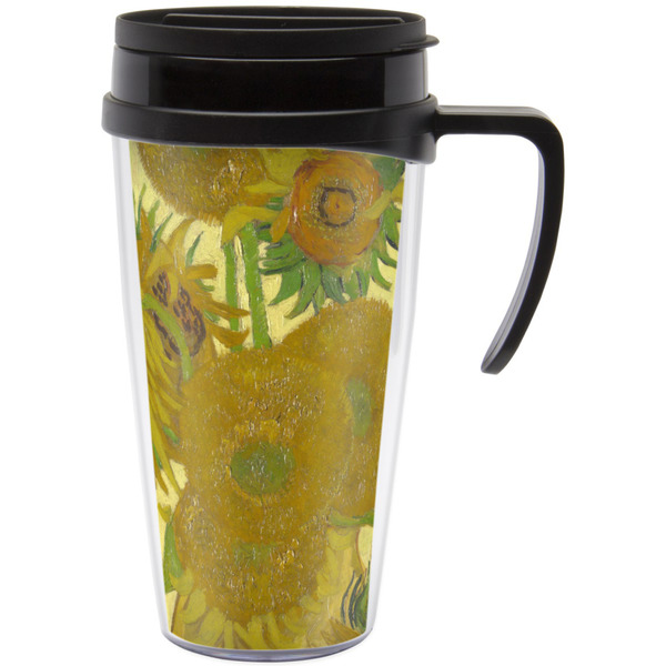 Custom Sunflowers (Van Gogh 1888) Acrylic Travel Mug with Handle